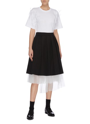 Figure View - Click To Enlarge - SHUSHU/TONG - Tulle underlay pleated skirt