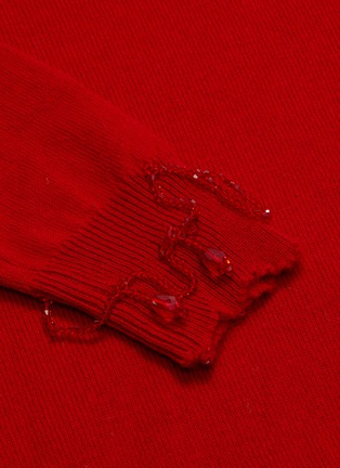  - SHUSHU/TONG - Bead embellished distressed trim turtleneck sweater
