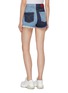 Back View - Click To Enlarge - FIORUCCI - '50/50' colourblock frayed cuff denim shorts