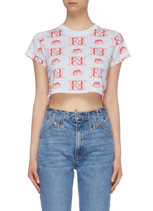 Main View - Click To Enlarge - FIORUCCI - Monogram print cropped T-shirt