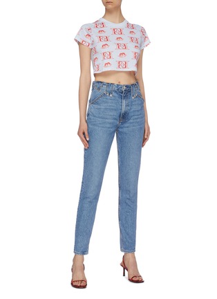 Figure View - Click To Enlarge - FIORUCCI - Monogram print cropped T-shirt