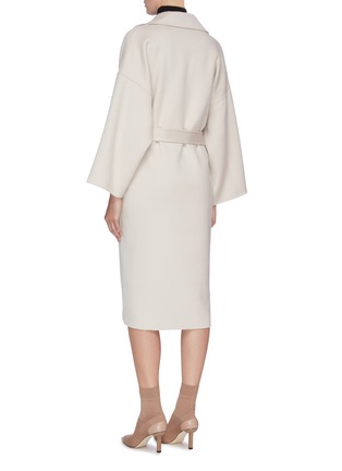Back View - Click To Enlarge - CRUSH COLLECTION - Notched lapel sash belt wool cashmere blend long coat