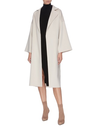 Figure View - Click To Enlarge - CRUSH COLLECTION - Notched lapel sash belt wool cashmere blend long coat
