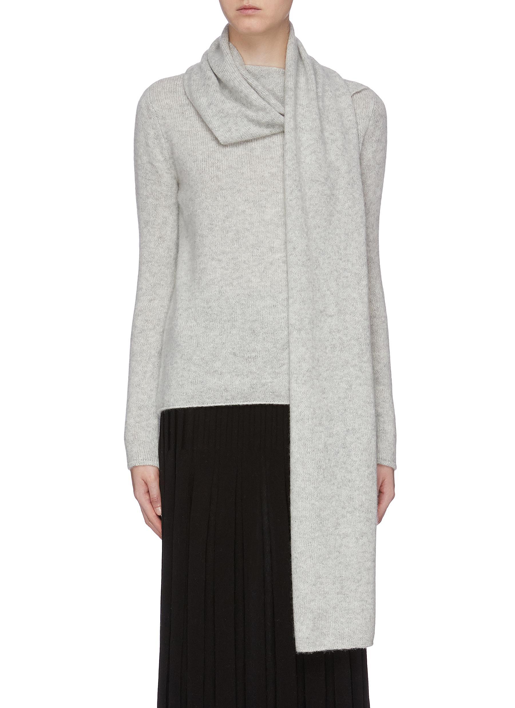 Drape scarf panel cashmere-silk sweater by Crush Collection