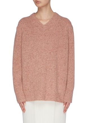 Main View - Click To Enlarge - CRUSH COLLECTION - V neck speckled cashmere sweater