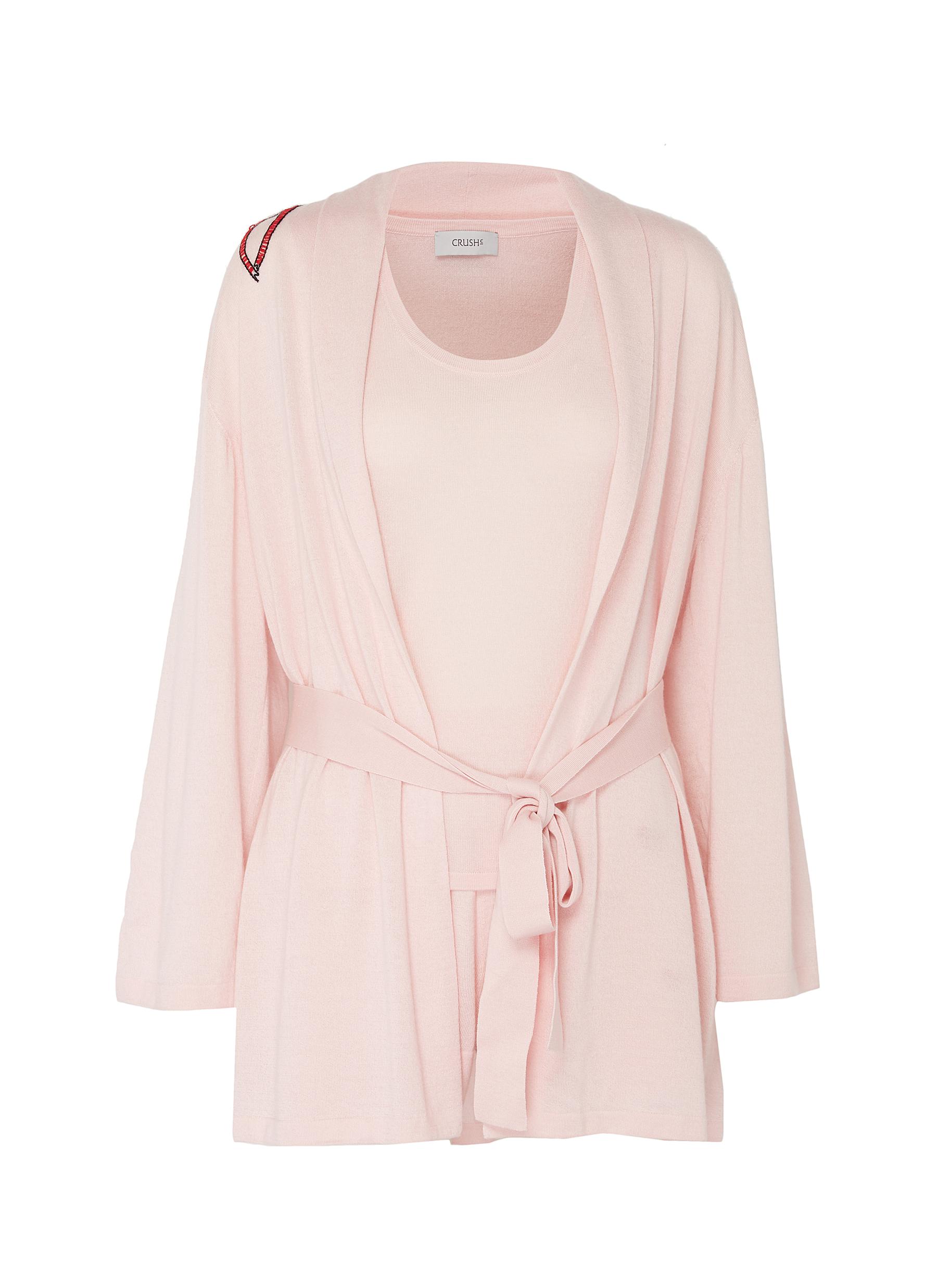 Graphic embroidered silk-cashmere belted robe set by Crush Collection ...