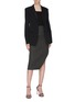 Figure View - Click To Enlarge - NEIL BARRETT - 'Worsted' zip pocket pinstripe asymmetric skirt
