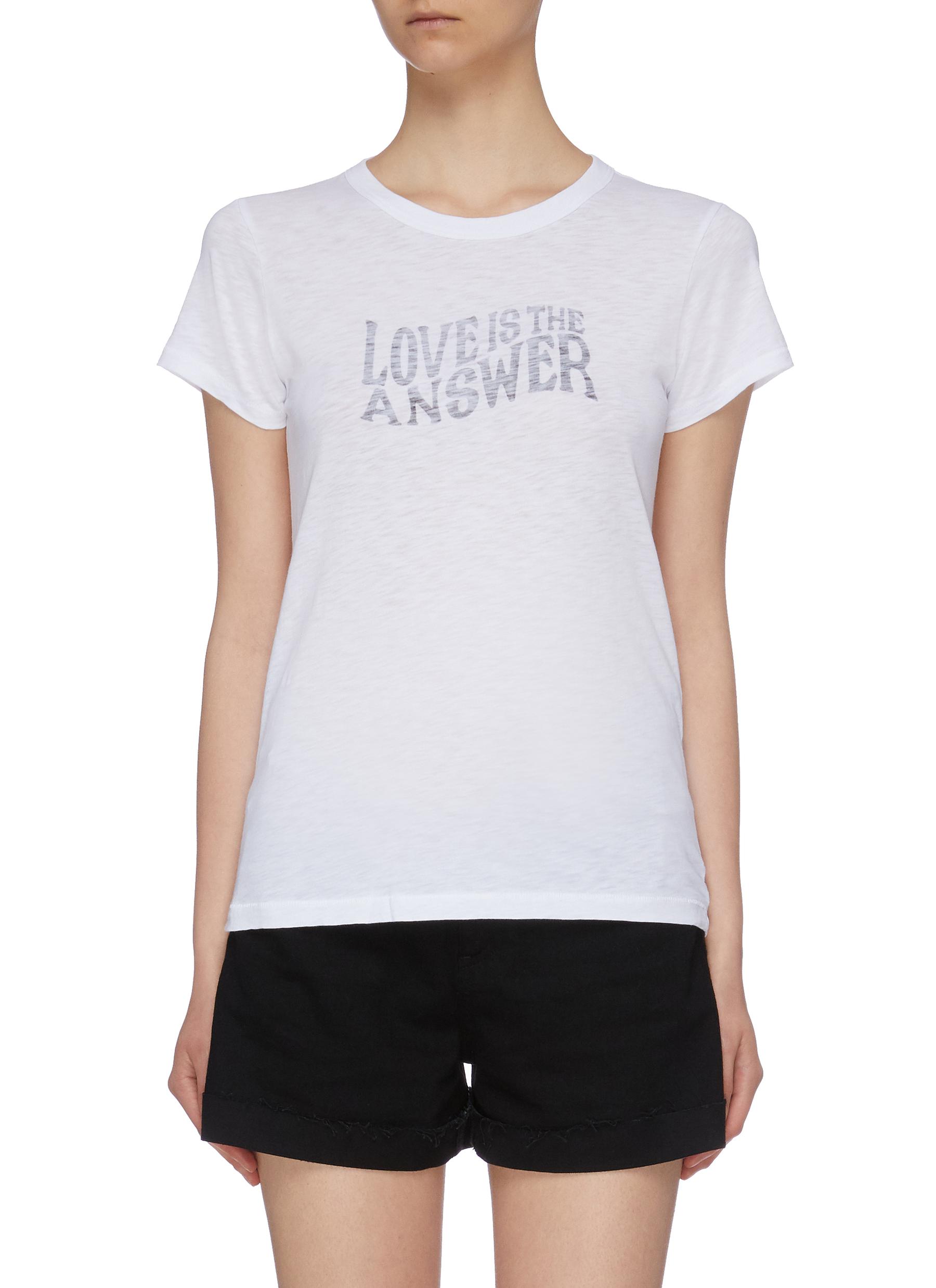 Love Is The Answer slogan print Pima cotton T-shirt by Rag & Bone/Jean