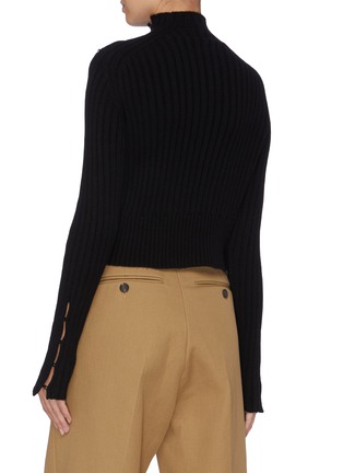 Back View - Click To Enlarge - PETAR PETROV - Hook-and-eye cold shoulder rib knit high neck sweater