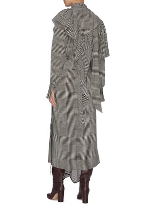 Back View - Click To Enlarge - PETAR PETROV - Sash tie neck asymmetric ruffle houndstooth check dress