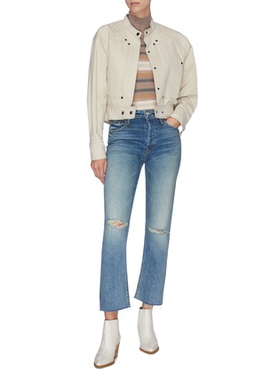 Figure View - Click To Enlarge - MOTHER - 'The Tomcat Ankle Fray' ripped knee cropped jeans