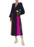 Figure View - Click To Enlarge - ROKSANDA - 'Teruko' bishop sleeve colourblock drape dress
