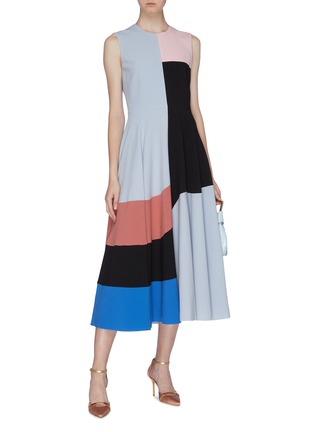 Figure View - Click To Enlarge - ROKSANDA - 'Joanna' colourblock flared sleeveless dress