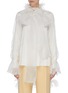Main View - Click To Enlarge - ROKSANDA - 'Luana' feather embroidered organza overlay crepe satin shirt