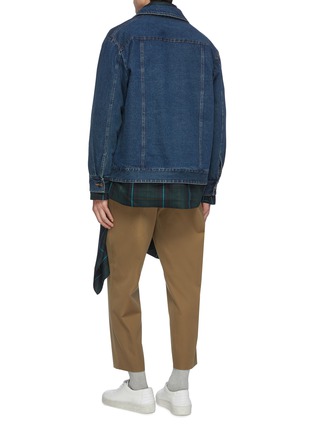 Back View - Click To Enlarge - FFIXXED STUDIOS - Tartan plaid drape blazer panel denim jacket