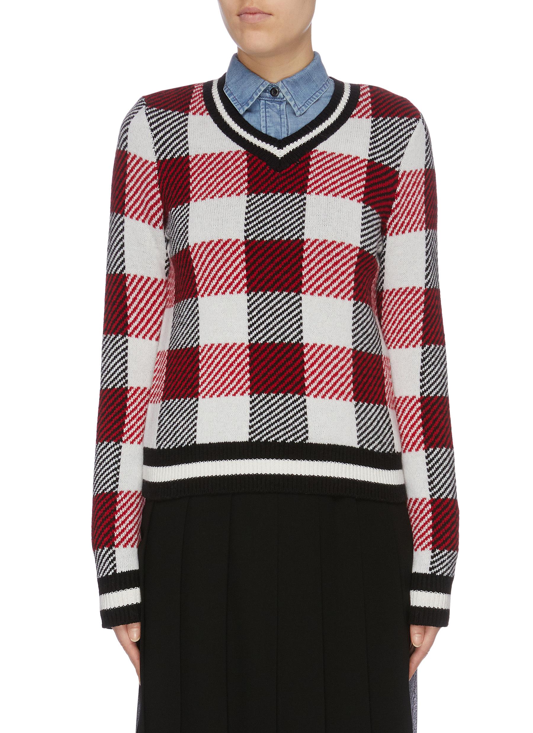Gabby check plaid jacquard Merino wool sweater by Rag & Bone/Jean