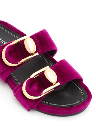 Detail View - Click To Enlarge - STELLA LUNA - Turnlock buckle velvet slide sandals