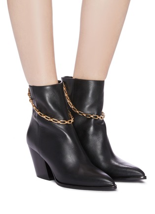 Figure View - Click To Enlarge - STELLA LUNA - 'Nevada' chain strap leather ankle boots