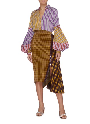 Figure View - Click To Enlarge - SILVIA TCHERASSI - 'Dolly' mixed check plaid asymmetric skirt