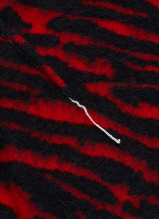  - BEN TAVERNITI UNRAVEL PROJECT  - Contrast stitch tiger print puffed sleeve wool blendmock neck top