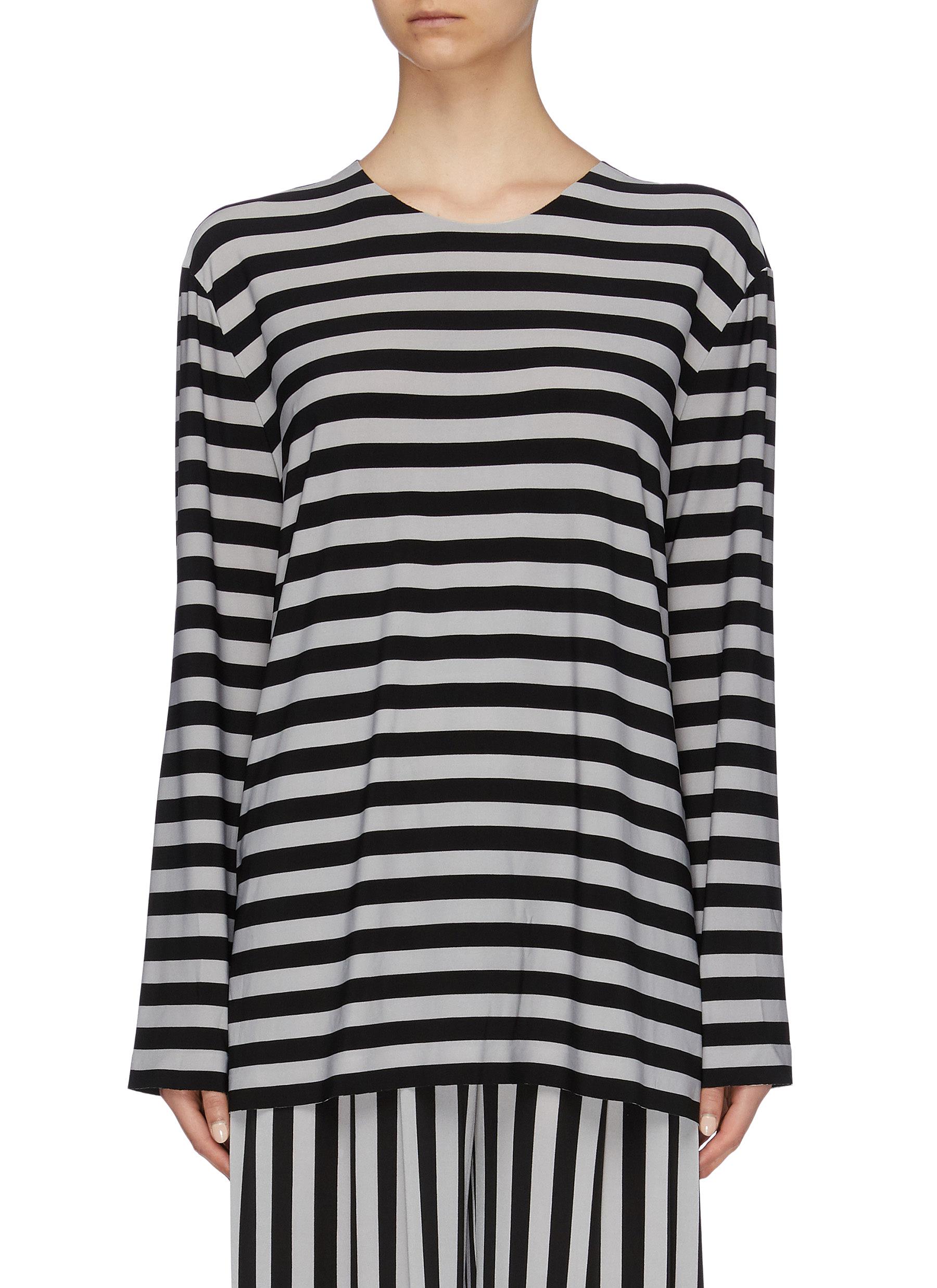 Boyfriend stripe oversized long sleeve T-shirt by Norma Kamali