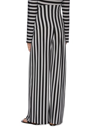Back View - Click To Enlarge - NORMA KAMALI - Pleated stripe straight leg pants