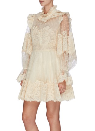 Detail View - Click To Enlarge - ZIMMERMANN - 'Espionage' corded lace sheer mini dress
