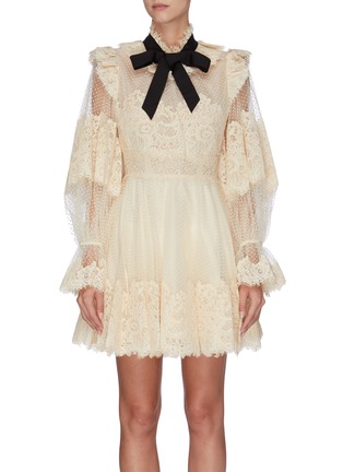 Main View - Click To Enlarge - ZIMMERMANN - 'Espionage' corded lace sheer mini dress