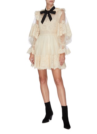 Figure View - Click To Enlarge - ZIMMERMANN - 'Espionage' corded lace sheer mini dress