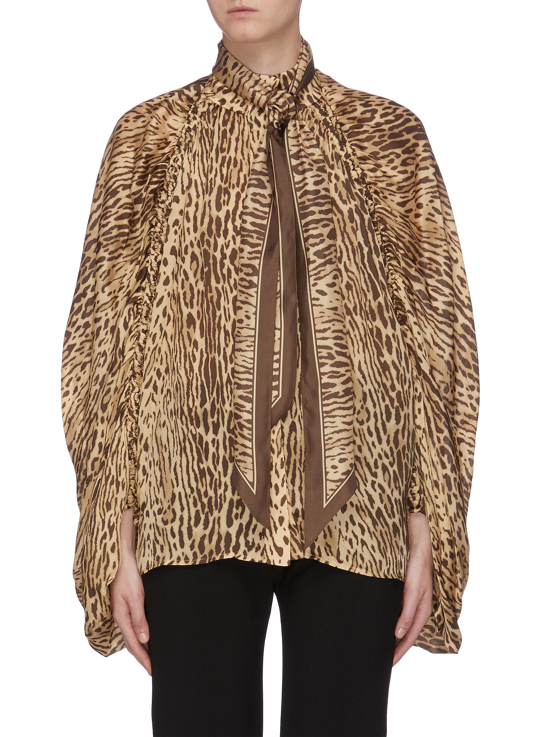 Espionage detachable sash tie neck leopard print silk blouse by Zimmermann