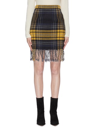 Main View - Click To Enlarge - HELEN LEE - Tassel tartan plaid pencil skirt