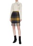 Figure View - Click To Enlarge - HELEN LEE - Tassel tartan plaid pencil skirt