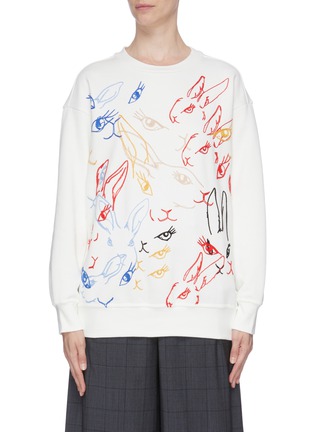 Main View - Click To Enlarge - HELEN LEE - Rabbit embroidered sweatshirt