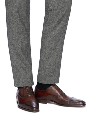 Figure View - Click To Enlarge - MAGNANNI - Stitched leather Oxfords