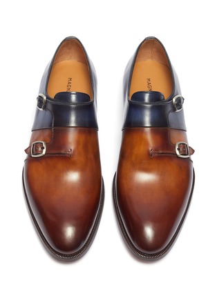 Detail View - Click To Enlarge - MAGNANNI - Colourblock double monk strap leather shoes