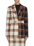 Main View - Click To Enlarge - STAUD - Asymmetric colourblock check plaid belted blazer