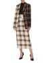 Figure View - Click To Enlarge - STAUD - Asymmetric colourblock check plaid belted blazer