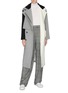 Figure View - Click To Enlarge - THE KEIJI - Belted layered colourblock melton trench coat
