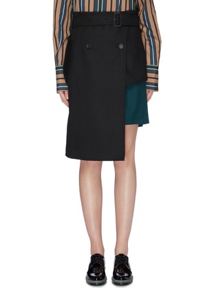 Main View - Click To Enlarge - THE KEIJI - Belted asymmetric trench panel overlay shorts