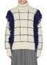 Main View - Click To Enlarge - THE KEIJI - Fringe windowpane check cable knit turtleneck sweater
