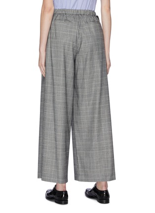 Back View - Click To Enlarge - THE KEIJI - Belted layered panel check plaid wide leg pants