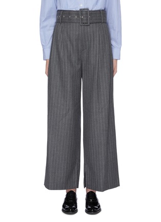 Main View - Click To Enlarge - THE KEIJI - Belted pinstripe wide leg pants