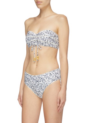 Figure View - Click To Enlarge - PEONY - 'Flora' botantical print bead tie Econyl™ bikini bottoms