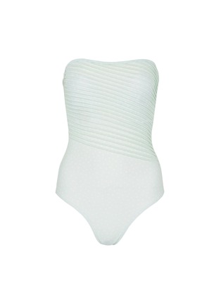 Main View - Click To Enlarge - PEONY - 'Mint' pintuck dot print strapless Econyl™ one-piece swimsuit