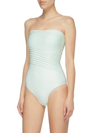 Figure View - Click To Enlarge - PEONY - 'Mint' pintuck dot print strapless Econyl™ one-piece swimsuit