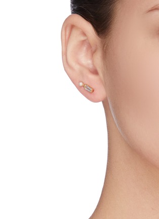 Figure View - Click To Enlarge - ALIITA - Aquamarine pearl 9k yellow gold single earring