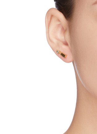 Figure View - Click To Enlarge - ALIITA - 'Linea Compuesta' gemstone 9k yellow gold single drop earring