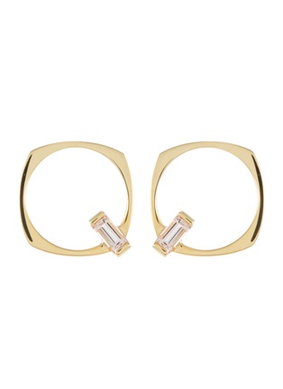 Main View - Click To Enlarge - ALIITA - 'Aro' gemstone 9k yellow gold hoop earrings
