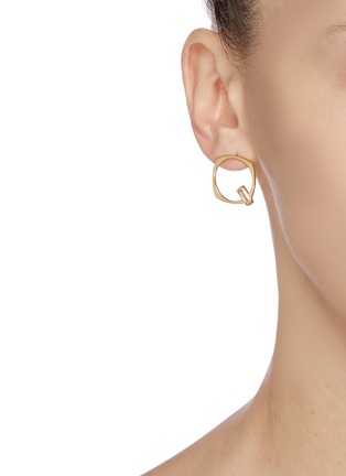Figure View - Click To Enlarge - ALIITA - 'Aro' gemstone 9k yellow gold hoop earrings