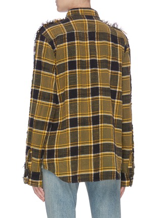 Back View - Click To Enlarge - R13 - Frayed border colourblock check plaid flannel shirt